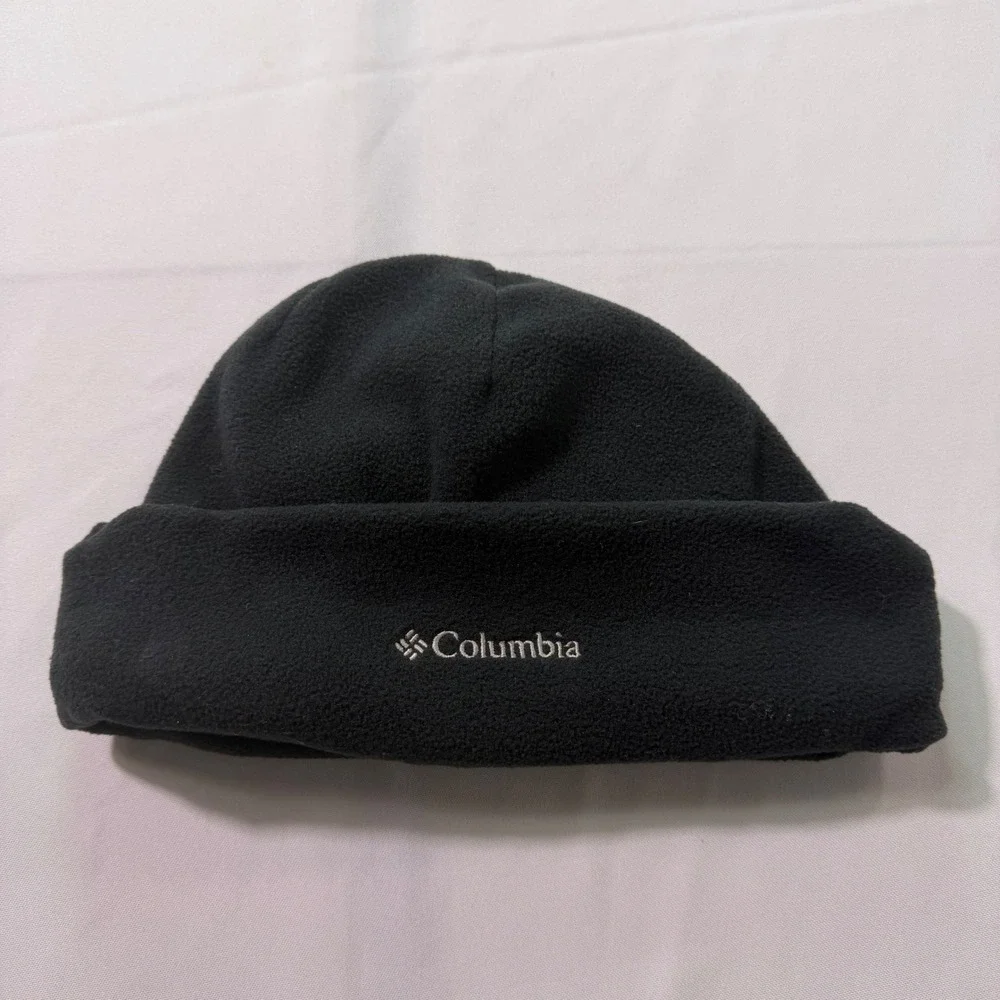 Columbia Kids Youth L/XL Fleece Beanie Hat Bundle Black Blue CY0079 Set of 2